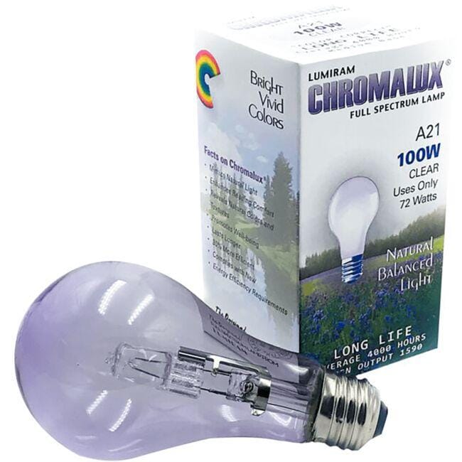 Chromalux Full Spectrum Light Bulb - A21 Clear 100 Watt 1 Unit