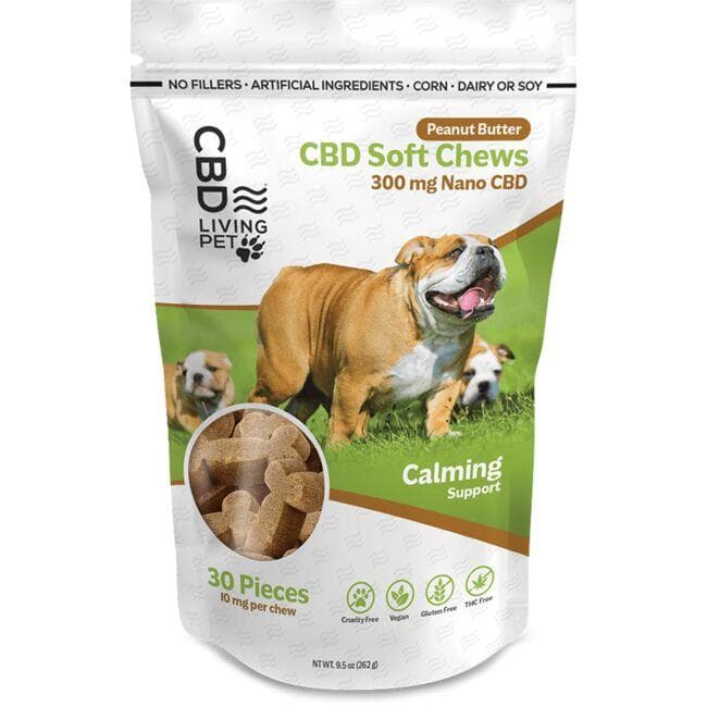 CBD Living Calming Cbd Soft Chews for Dogs - Peanut Butter Vitamin | 9.2 oz Chews | Herbs and Supplements