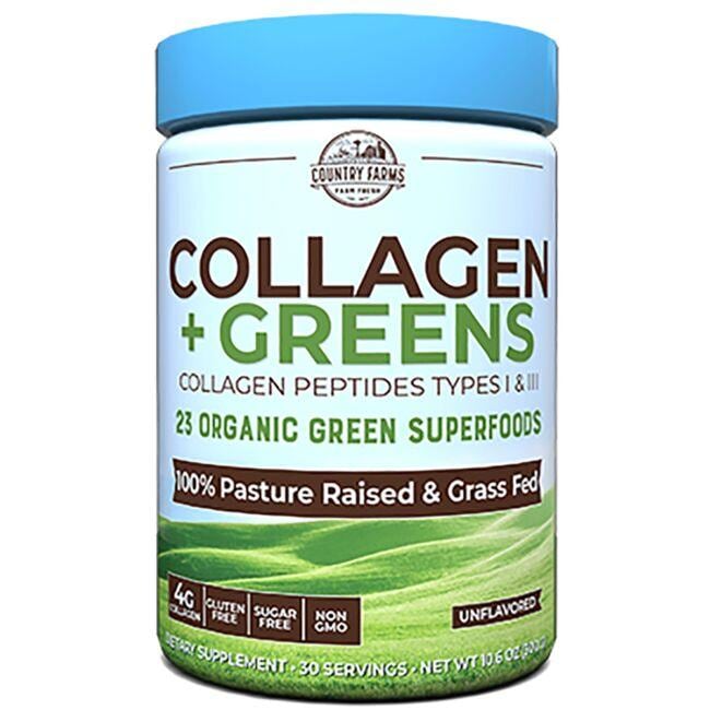 Country Farms Collagen + Greens - Unflavored Supplement Vitamin 10.6 oz Powder