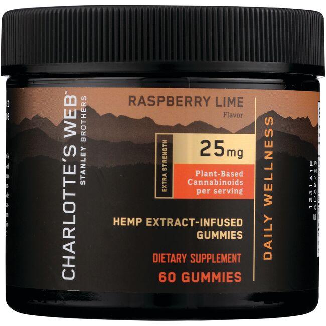 Charlottes Web Cbd Hemp Extract Daily Wellness Gummies - Raspberry Lime Supplement Vitamin 25 mg 60 Gummies