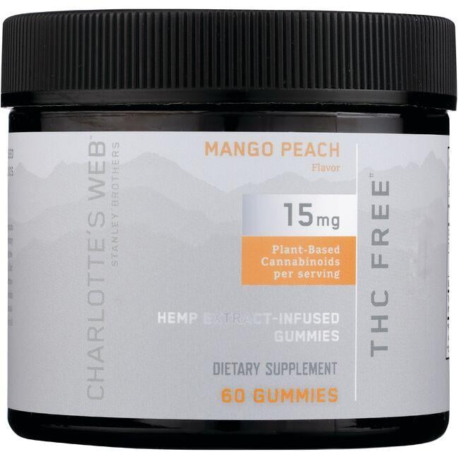 Charlottes Web Hemp Extract Thc-Free Gummies - Mango Peach Supplement Vitamin | 15 mg | 60 Gummies