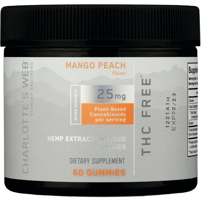 Charlottes Web Hemp Extract Thc-Free Gummies - Mango Peach Supplement Vitamin | 25 mg | 60 Gummies