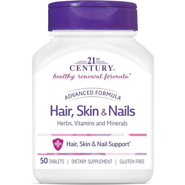 Hair, Skin & Nails supplement from 21st Century B stands for beauty thanks to key B vitamins Beauty starts on the inside 21st Century Advanced Formula Hair, Skin & Nails 50 Tabs Sold by Swanson Vitamins