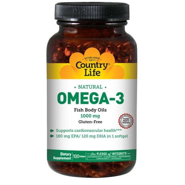 Country Life Omega-3 Supplement Vitamin 1000 mg 100 Soft Gels