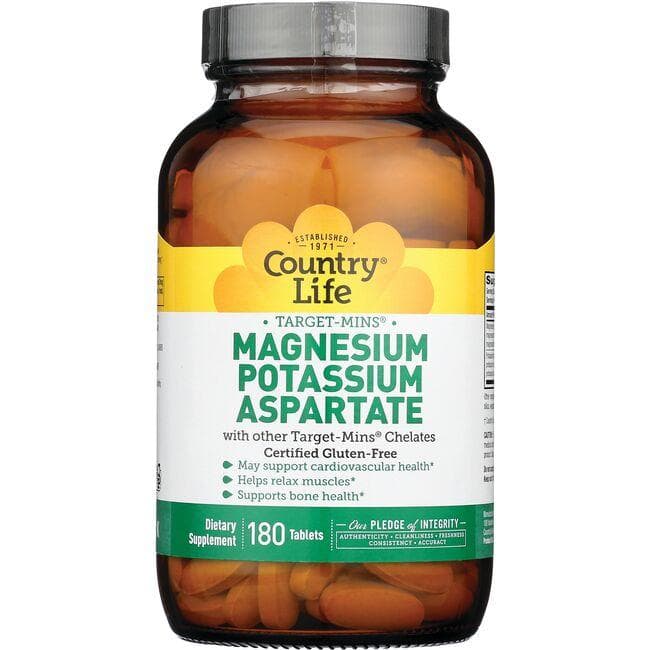 Country Life Target-Mins Magnesium Potassium Aspartate Vitamin | 180 Tabs