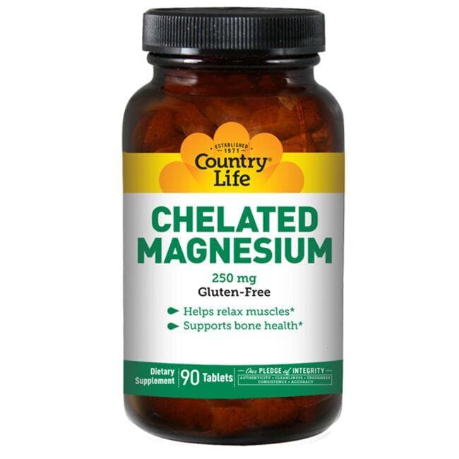 Country Life Chelated Magnesium Vitamin | 250 mg | 90 Tabs