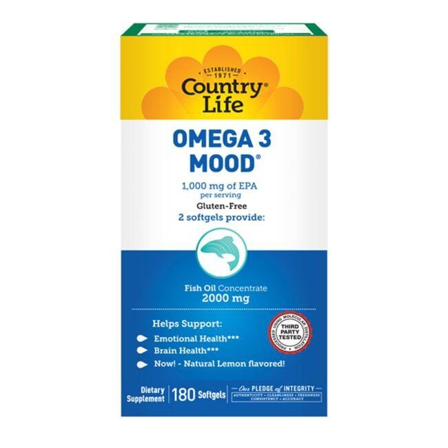 Country Life Omega3 Mood Supplement Vitamin | 180 Soft Gels