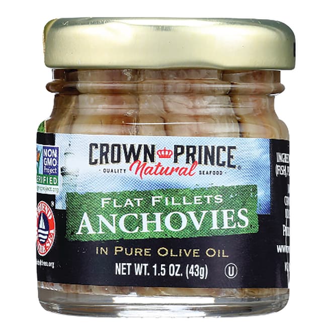 18pk Crown Prince Natural Flat Fillets of Anchovies in Pure Olive Oil