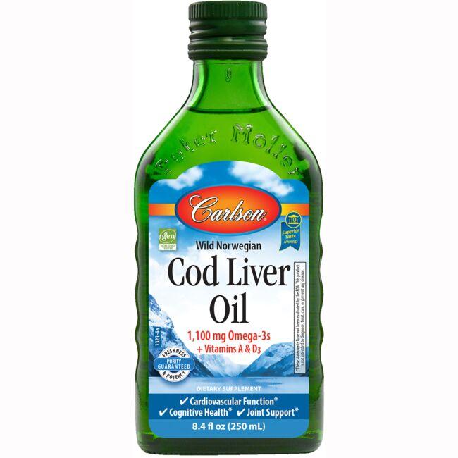 Carlson Wild Norwegian Cod Liver Oil Supplement Vitamin 8.4 fl oz Liquid