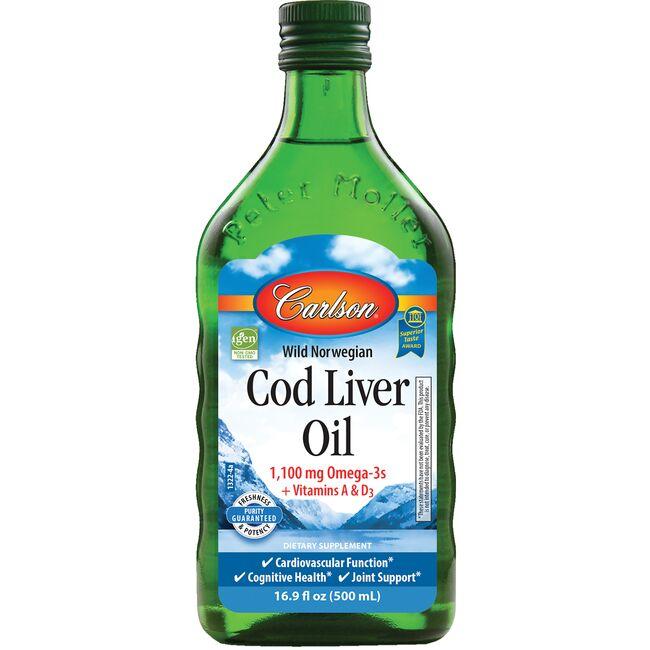 Carlson Wild Norwegian Cod Liver Oil Supplement Vitamin 16.9 fl oz Liquid