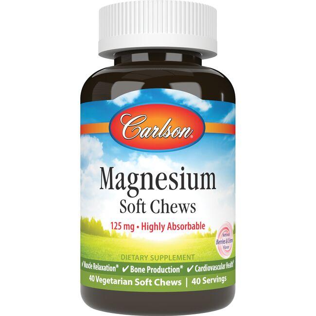 Carlson Magnesium Soft Chews - Berries & Cream Vitamin | 125 mg | 40 Chews