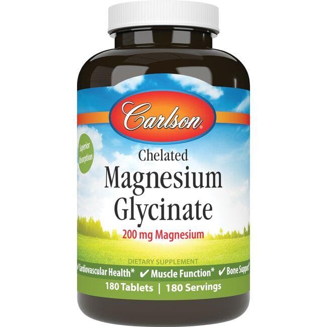 Carlson Chelated Magnesium Glycinate Vitamin | 200 mg | 180 Tabs