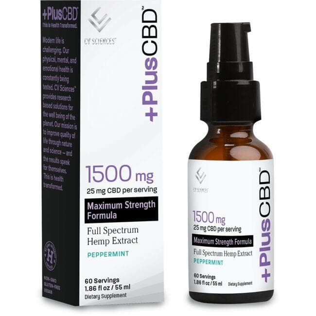 PlusCBD Cbd Full Spectrum Hemp Extract - Maximum Strength Peppermint Supplement Vitamin | 25 mg 1.86 fl oz Liquid