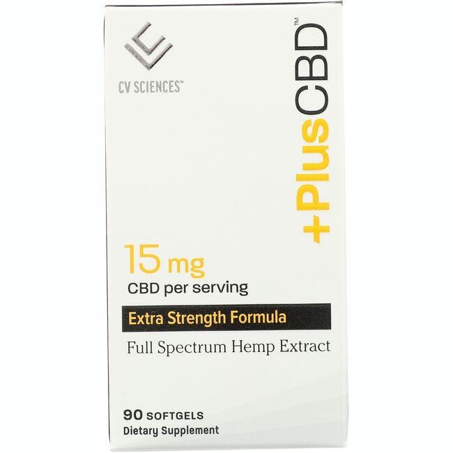 PlusCBD Oil Cbd Full Spectrum Hemp Extract - Extra Strength Supplement Vitamin 15 mg 90 Soft Gels