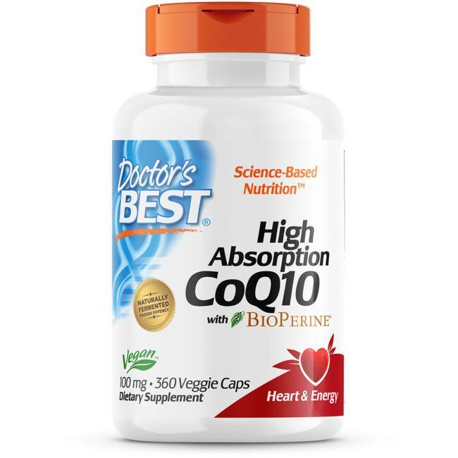 Doctors Best High Absorption Coq10 with Bioperine Supplement Vitamin 100 mg 360 Veg Caps