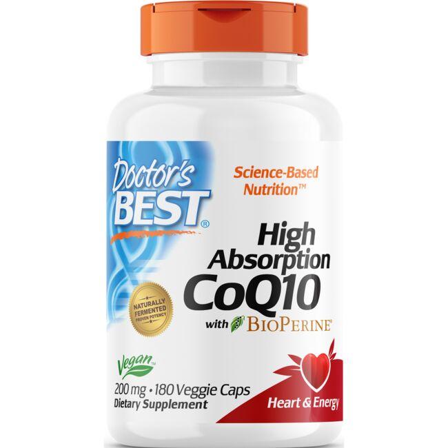 Doctors Best High Absorption Coq10 with Bioperine Supplement Vitamin 200 mg 180 Veg Caps