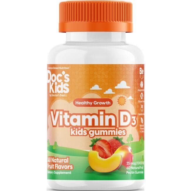 Doctors Best Vitamin D3 Kids Gummies - Fruit Flavors 1000 Iu 60 Gummies