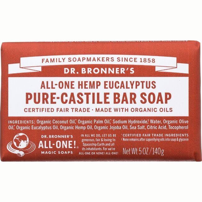 Dr. Bronners Pure Castile Bar Soap Eucalyptus 5 oz Bars