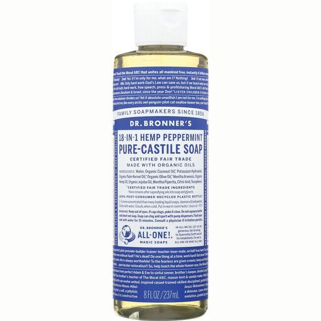 Dr. Bronners Pure Castile Liquid Soap Peppermint | 8 oz Liquid