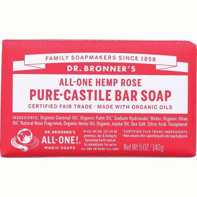 Dr. Bronners Organic Castile Bar Soap Rose | 5 oz Bars