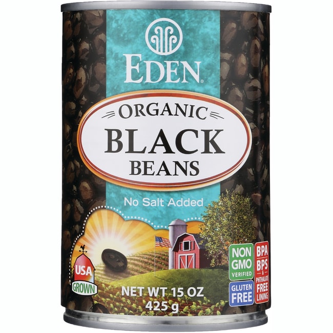 Eden Foods Органическая черная фасоль - без добавления соли, банка 15 унций