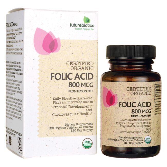 Futurebiotics Certified Organic Folic Acid Vitamin | 800 mcg | 120 Veg Tabs