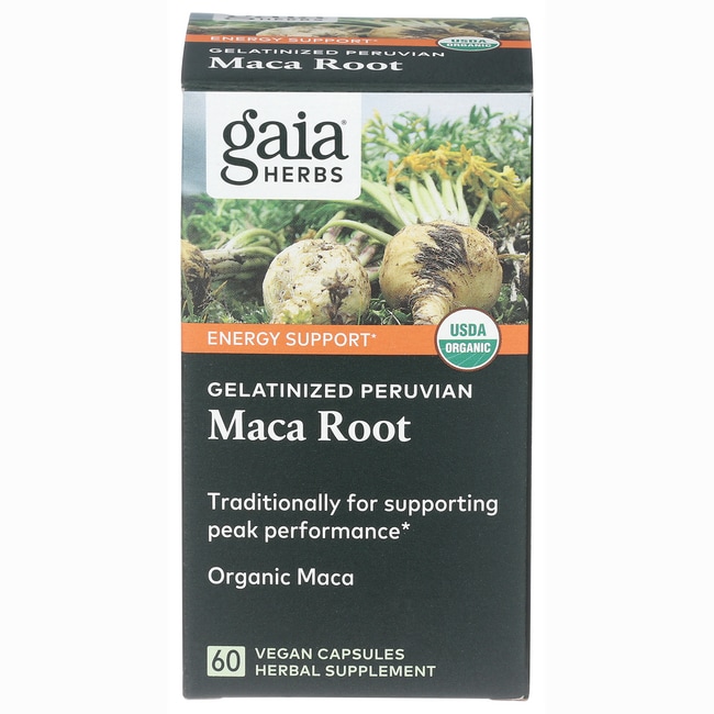 Gaia Herbs Желатинизированный корень перуанской маки 500 мг 60 веганских капсул