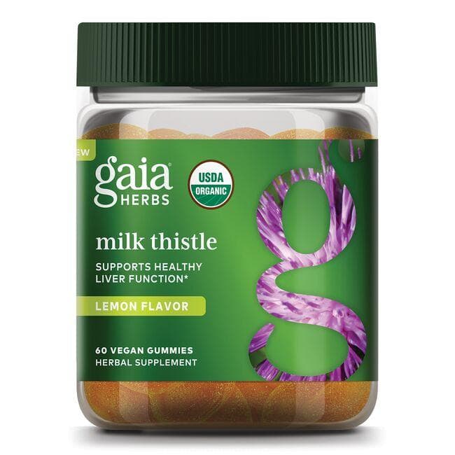 Gaia Herbs Milk Thistle Gummies - Lemon Vitamin | 60 Vegan Gummies