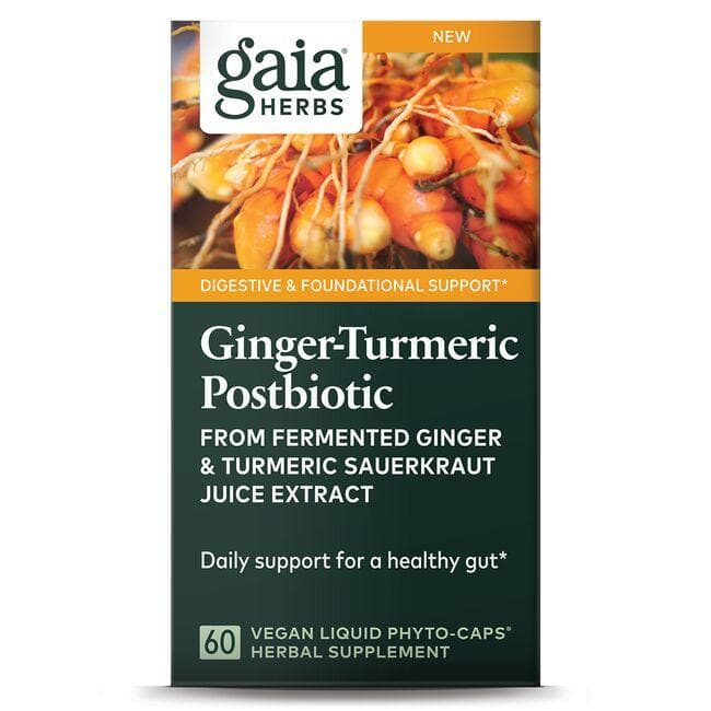 Gaia Herbs Ginger-Turmeric Postbiotic Supplement Vitamin | 60 Vegan Caps | Probiotics