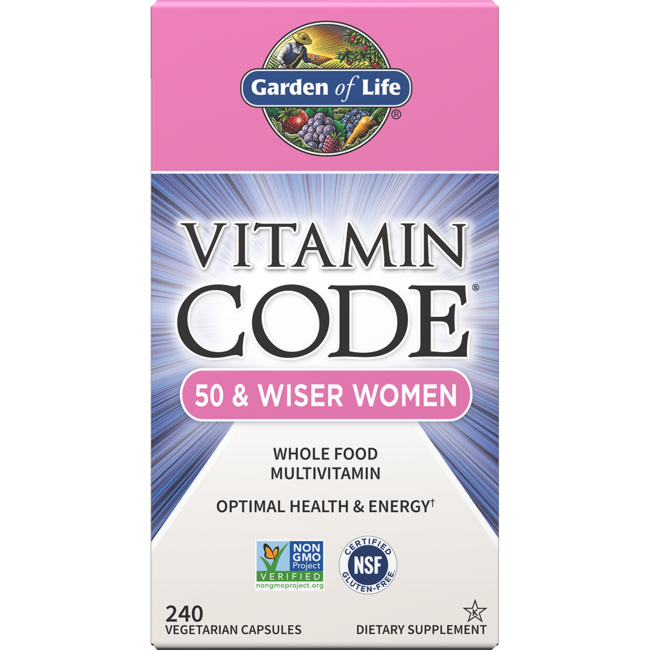 Garden of Life Витаминный код 50 и мудрые женщины, 240 растительных капсул