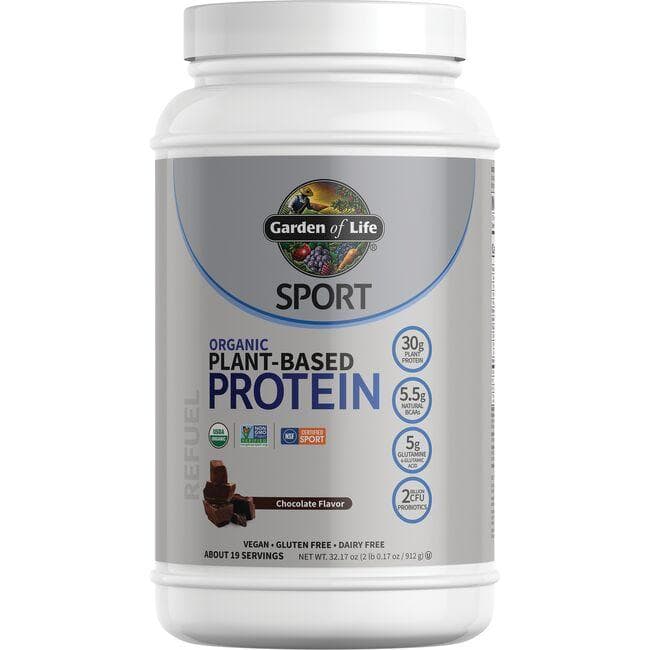 Garden of Life Sport Organic Plant-Based Protein - Chocolate | 30 G Protein 29.6 oz Powder