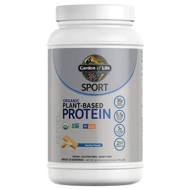 Garden of Life Sport Organic Plant-Based Protein - Vanilla | 30 G Protein 28.4 oz Powder