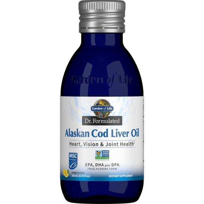 Garden of Life Dr. Formulated Alaskan Cod Liver Oil - Lemon Supplement Vitamin | 6.76 fl oz Soft Gels