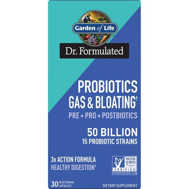 Garden of Life Dr. Formulated Probiotics, Gas & Bloating Supplement Vitamin | 50 Billion CFU | 30 Veg Caps