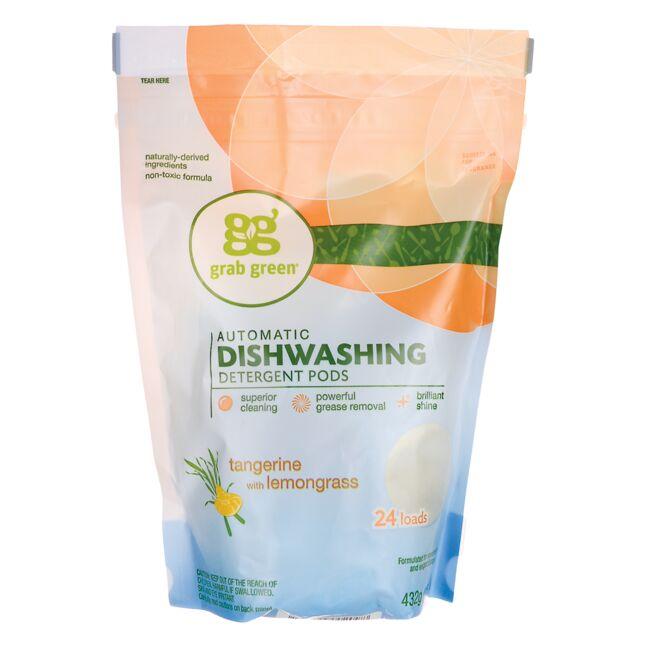 GrabGreen Auto Dishwashing Detergent Pods - Tangerine with Lemongrass 24 ct