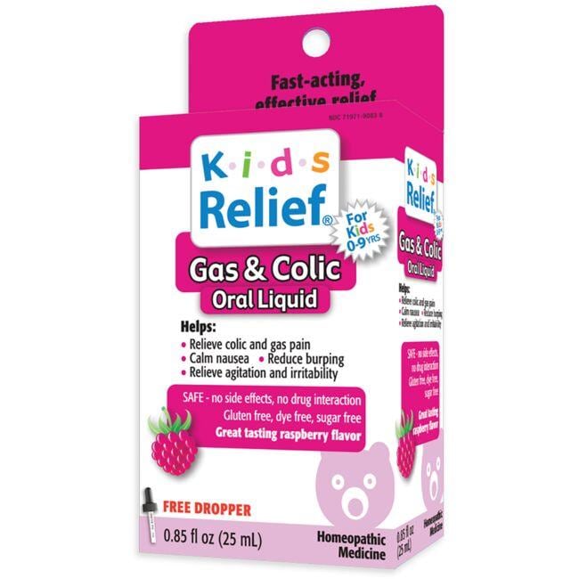 Homeolab USA Kids Relief Gas & Colic Oral Liquid - Raspberry Flavor 0.85 fl oz Liquid