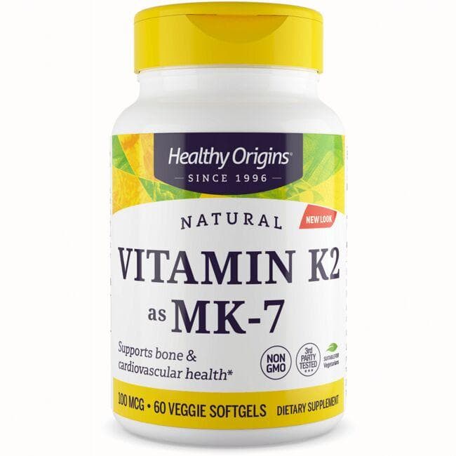 Healthy Origins Natural Vitamin K2 as Mk-7 | 100 mcg 60 Veg Soft Gels