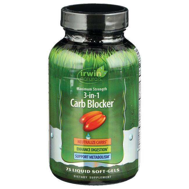 Irwin Naturals Maximum Strength 3-in-1 Carb Blocker Vitamin 75 Soft Gels Weight Control Weight Management