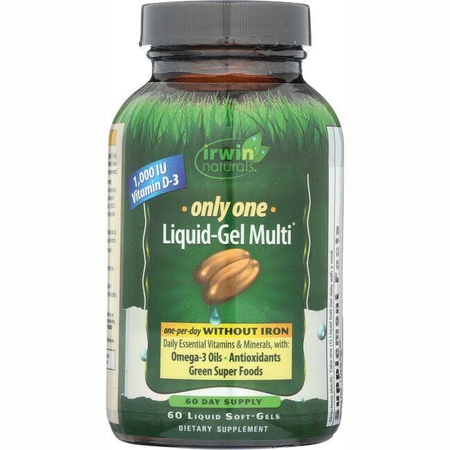 Irwin Naturals Only One Liquid Gel Multi without Iron Vitamin | 60 Soft Gels