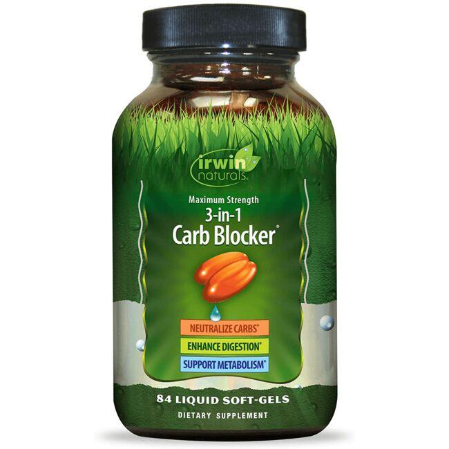 Irwin Naturals Maximum Strength 3-in-1 Carb Blocker Vitamin 84 Soft Gels Weight Control Weight Management