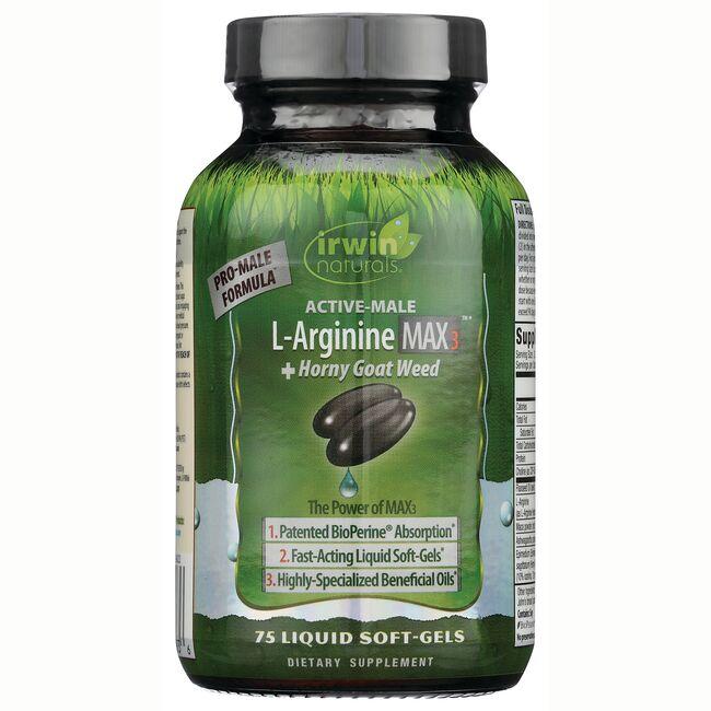 Irwin Naturals L-Arginine Max3 + Horny Goat Weed Supplement Vitamin | 75 Soft Gels