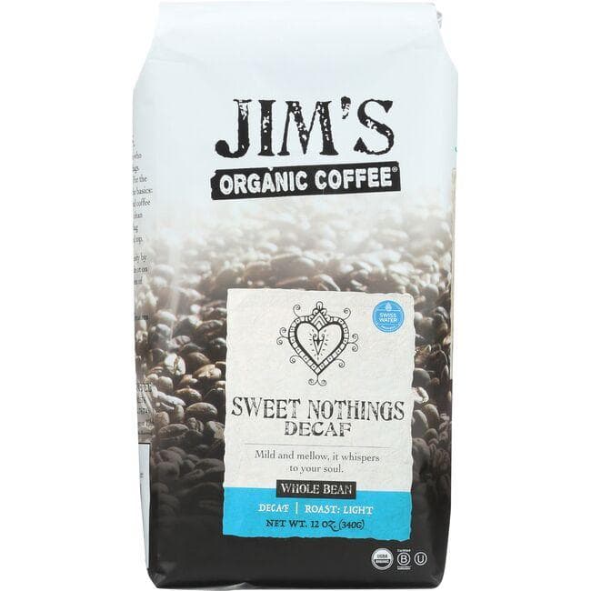 Jims Organic Coffee Sweet Nothings Decaf - Whole Bean | 12 oz Package