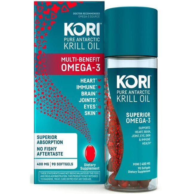 Kori Krill Pure Antarctic Oil Superior Omega-3 Supplement Vitamin | 400 mg | 90 Soft Gels