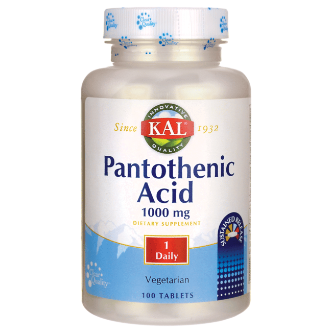 Kal Pantothenic Acid Sustained Release 1,000 mg 100 Tabs