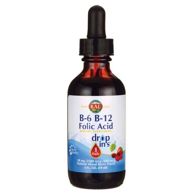 Kal B-6 B-12 Folic Acid Drop Ins - Mixed Berry Vitamin | 2 fl oz Liquid