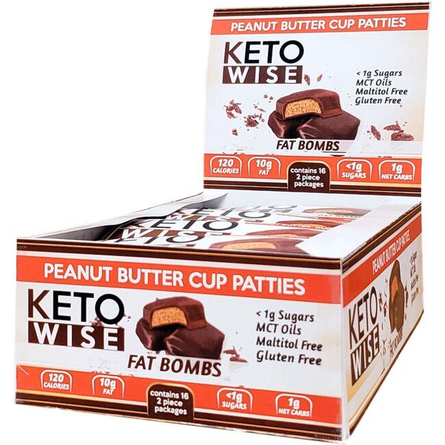 Keto Wise Fat Bombs - Peanut Butter Cup Patties Vitamin 16 ct Weight Management