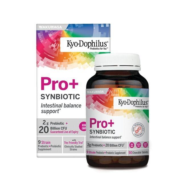 Kyolic Kyo-Dophilus Pro+ Synbiotic - Berry Smoothie Supplement Vitamin | 20 Billion CFU | 50 Chewables | Probiotics
