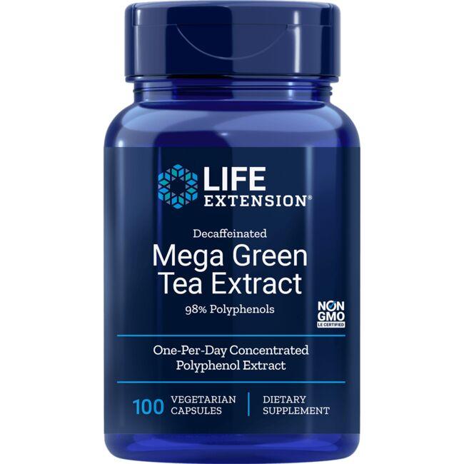 Life Extension Decaffeinated Mega Green Tea Extract Vitamin 725 mg 100 Veg Caps