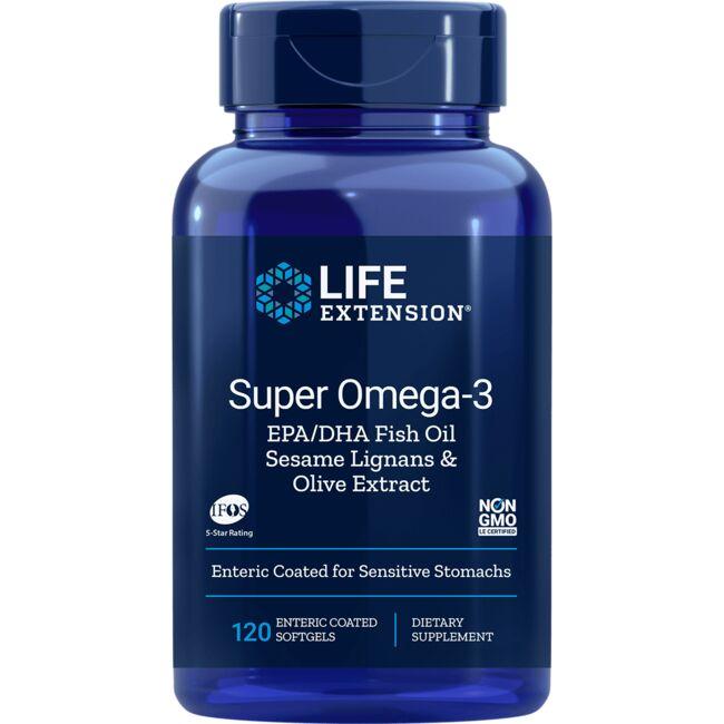 Life Extension Super Omega-3 (Enteric Coated) Supplement Vitamin 120 Soft Gels