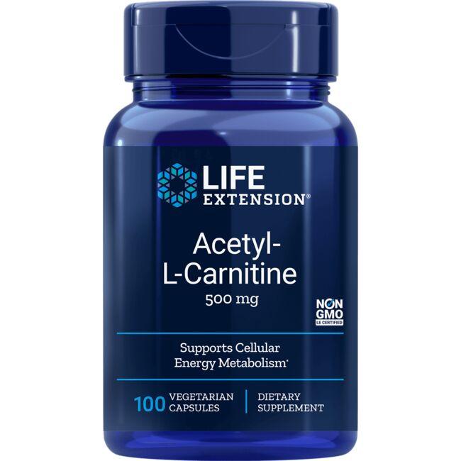Life Extension Acetyl-L-Carnitine Supplement Vitamin 500 mg 100 Veg Caps